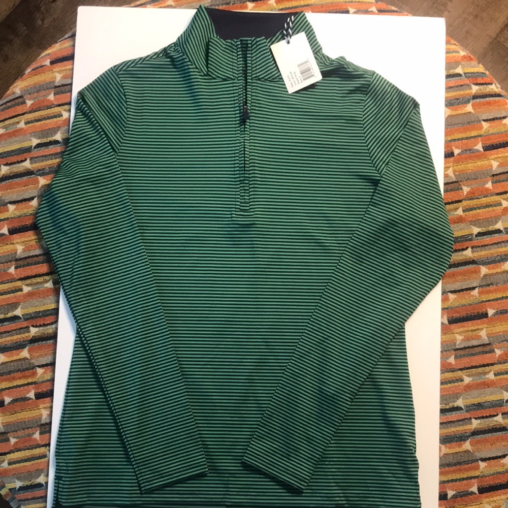 Green Striped Quarter-Zip Pullover